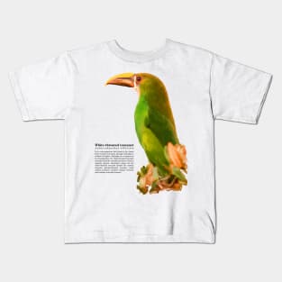 White-throated toucanet tropical bird on top of a tree black text Kids T-Shirt